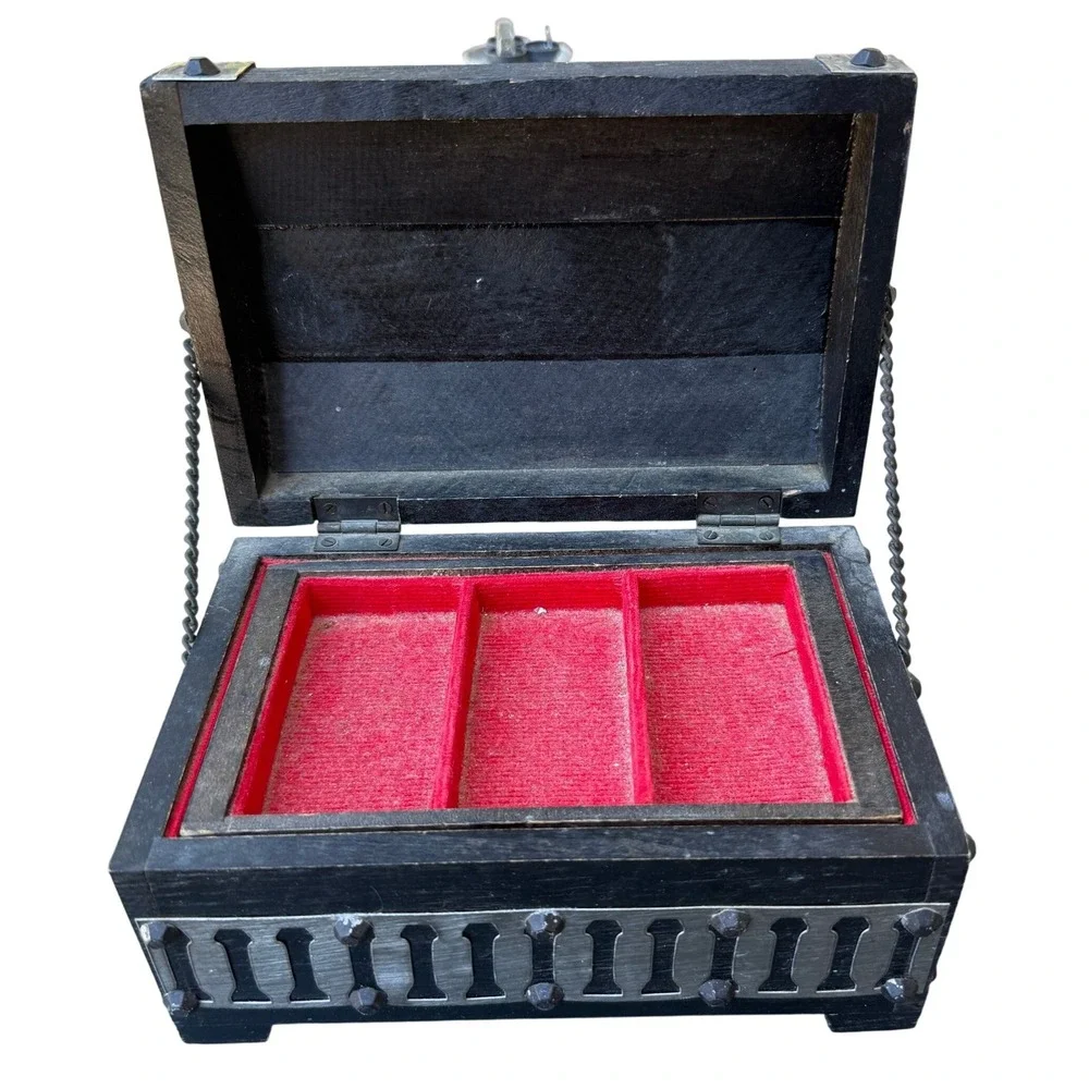 Vintage Gothic Jewelry Box Medieval Castle Trinket Treasure Chest Made in Japan